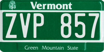 VT license plate ZVP857
