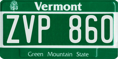 VT license plate ZVP860