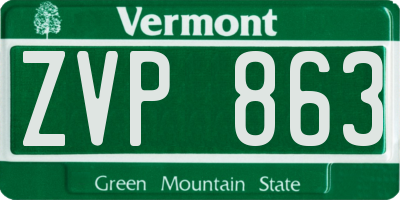 VT license plate ZVP863