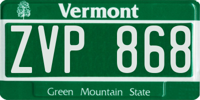 VT license plate ZVP868