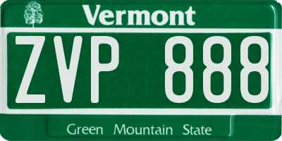 VT license plate ZVP888