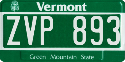VT license plate ZVP893
