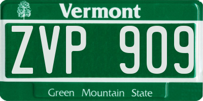 VT license plate ZVP909