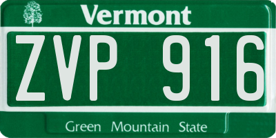 VT license plate ZVP916