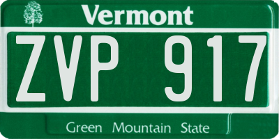 VT license plate ZVP917