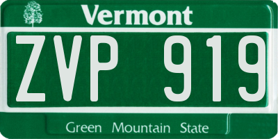 VT license plate ZVP919