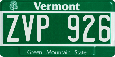 VT license plate ZVP926