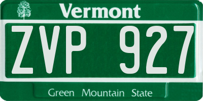 VT license plate ZVP927