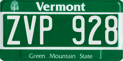 VT license plate ZVP928
