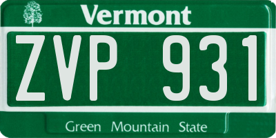 VT license plate ZVP931
