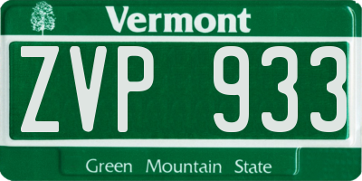 VT license plate ZVP933