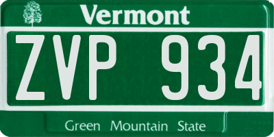 VT license plate ZVP934