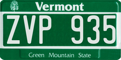 VT license plate ZVP935