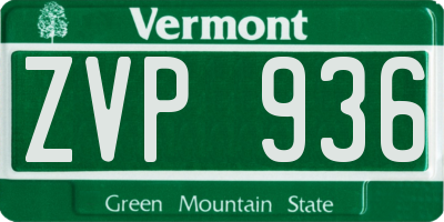 VT license plate ZVP936