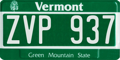 VT license plate ZVP937