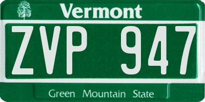 VT license plate ZVP947