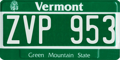 VT license plate ZVP953