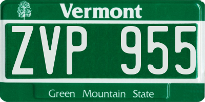 VT license plate ZVP955