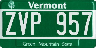 VT license plate ZVP957