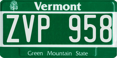 VT license plate ZVP958
