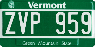 VT license plate ZVP959