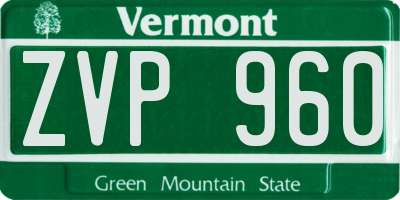 VT license plate ZVP960