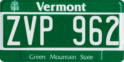 VT license plate ZVP962