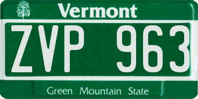 VT license plate ZVP963