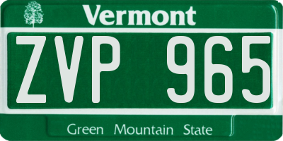 VT license plate ZVP965