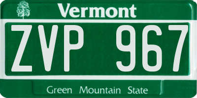 VT license plate ZVP967