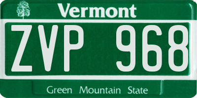 VT license plate ZVP968