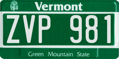 VT license plate ZVP981