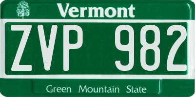 VT license plate ZVP982