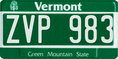 VT license plate ZVP983