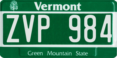 VT license plate ZVP984