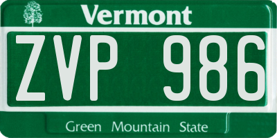 VT license plate ZVP986