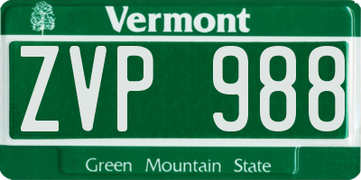 VT license plate ZVP988