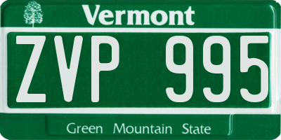 VT license plate ZVP995