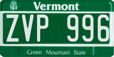 VT license plate ZVP996