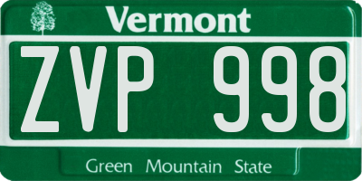 VT license plate ZVP998