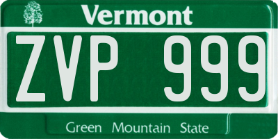 VT license plate ZVP999