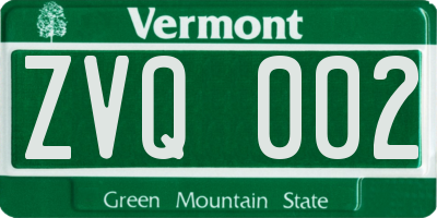VT license plate ZVQ002