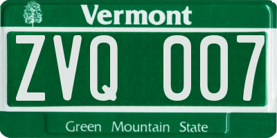 VT license plate ZVQ007