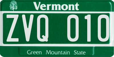 VT license plate ZVQ010
