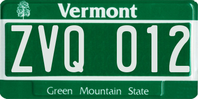 VT license plate ZVQ012