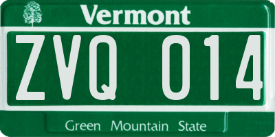 VT license plate ZVQ014