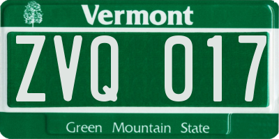 VT license plate ZVQ017