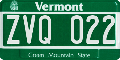 VT license plate ZVQ022