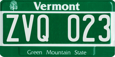 VT license plate ZVQ023