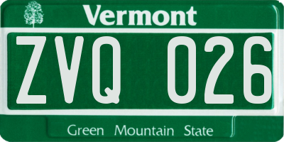 VT license plate ZVQ026